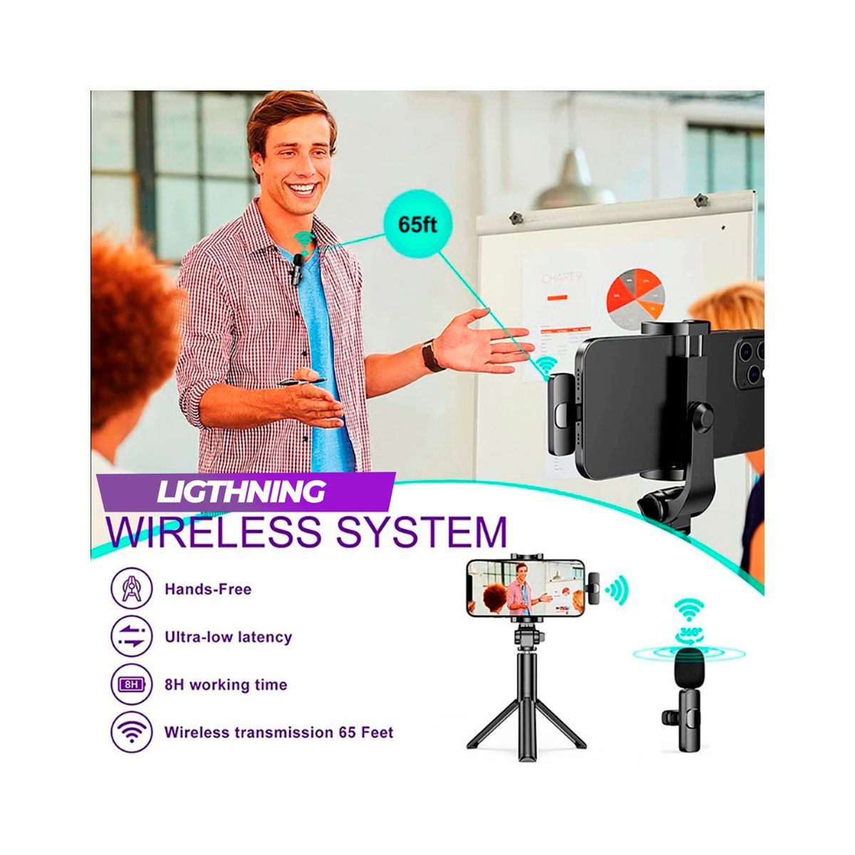 GENERICO - Microfono inalambrico solapero para iphone - lightning