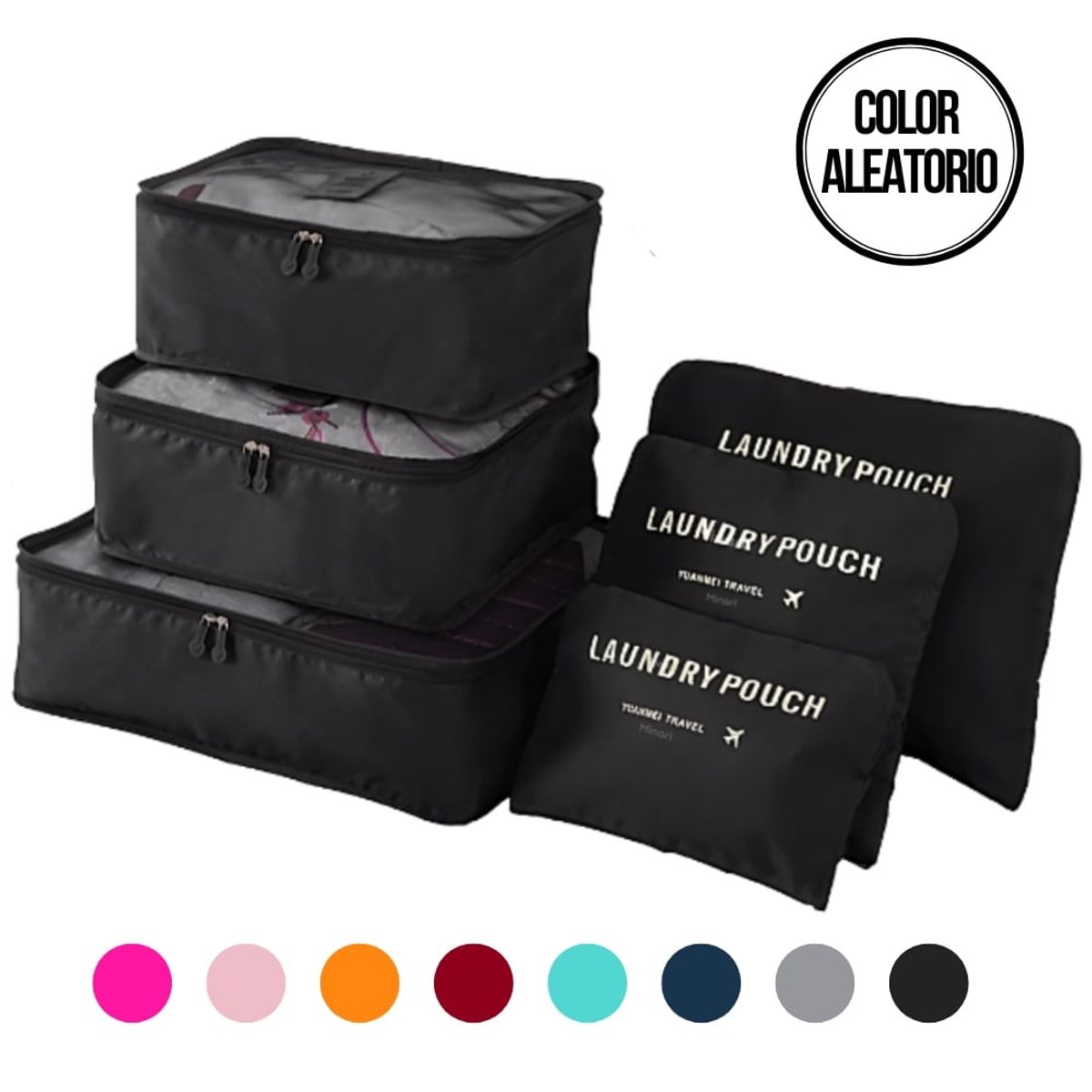 MINARI - Set 06 Organizadores de Maleta Ropa Bolsas Viaje 92B - Color Aleatorio