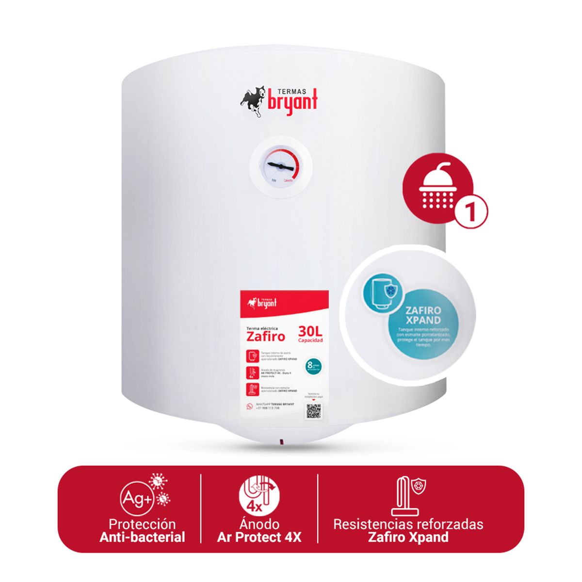 BRYANT - TERMA ELÉCTRICA 30 L BRYANT ZAFIRO