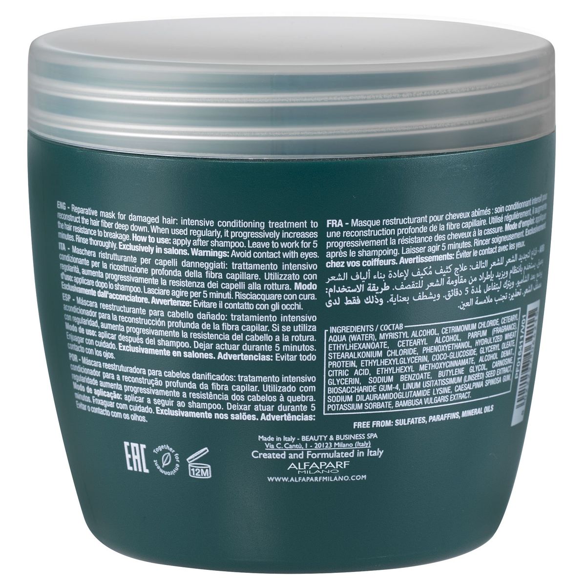 ALFAPARF MILANO - Mascarilla Reparadora Cabello Dañado Alfaparf Reconstruction 500ml