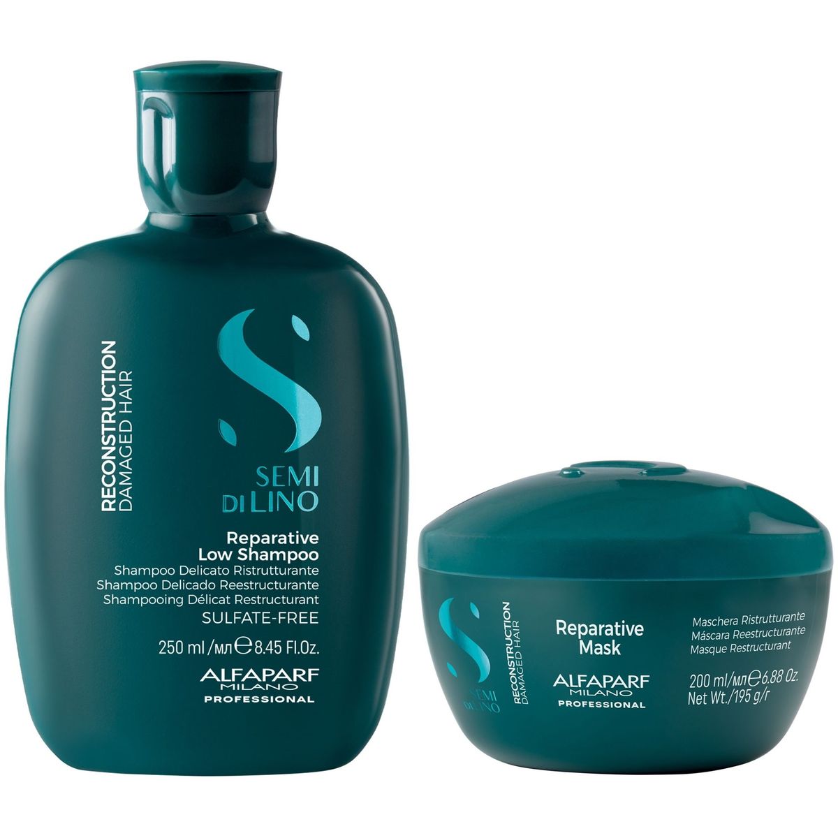ALFAPARF MILANO - Shampoo Reparador Sin Sal 250ml + Mascarilla Alfaparf Reconstruction