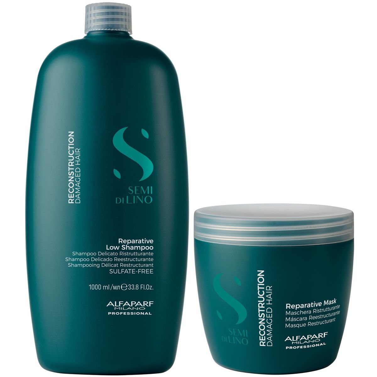 ALFAPARF MILANO - Shampoo Reparador Sin Sal 1000ml + Mascarilla Alfaparf Reconstruction