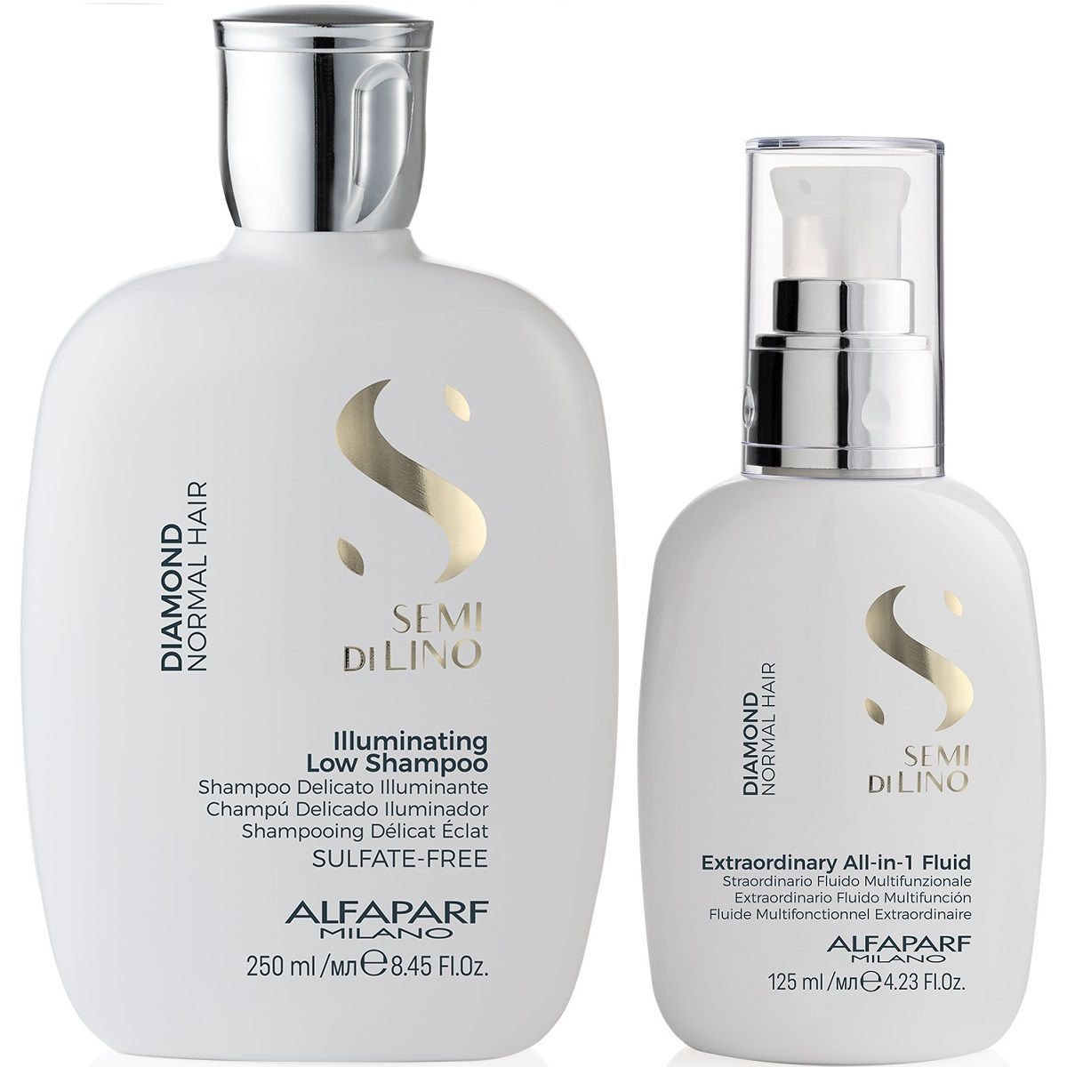 ALFAPARF MILANO - Shampoo Iluminador Sin Sal 250ml + Crema All in 1 Alfaparf Diamond