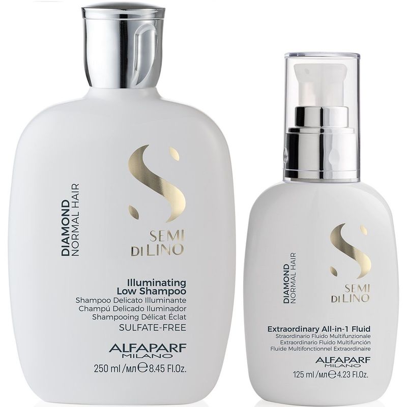 ALFAPARF MILANO - Shampoo Iluminador Sin Sal 250ml + Crema All in 1 Alfaparf Diamond