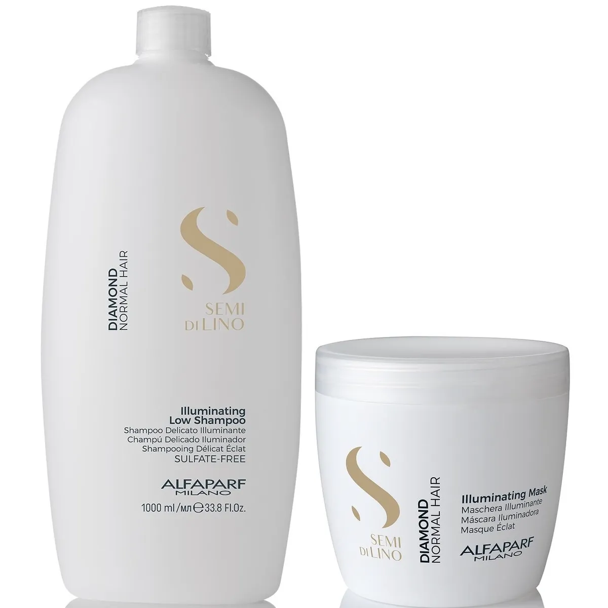ALFAPARF MILANO - Shampoo Iluminador Sin Sal 1000ml + Mascarilla Alfaparf Diamond