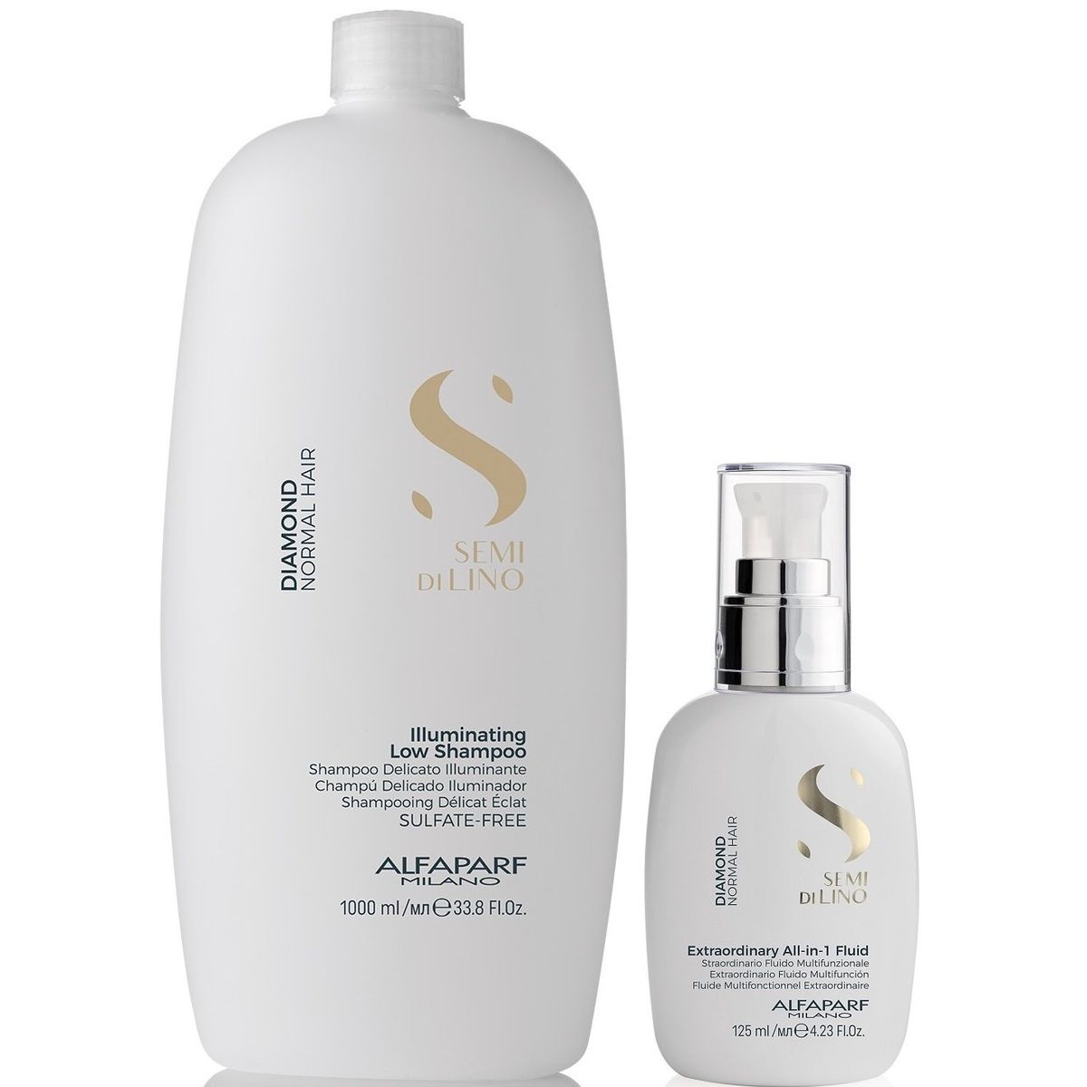 ALFAPARF MILANO - Shampoo Iluminador Sin Sal 1000ml + Crema All in 1 Alfaparf Diamond