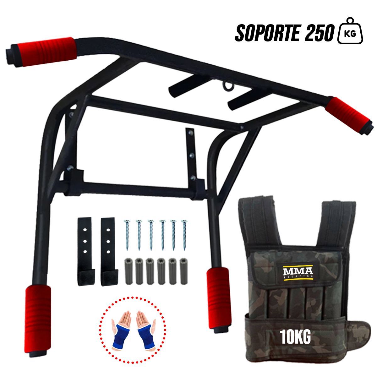 HOLGU - Barra Paralela Multifuncional 2 en 1+ Chaleco 10kg +Guantes