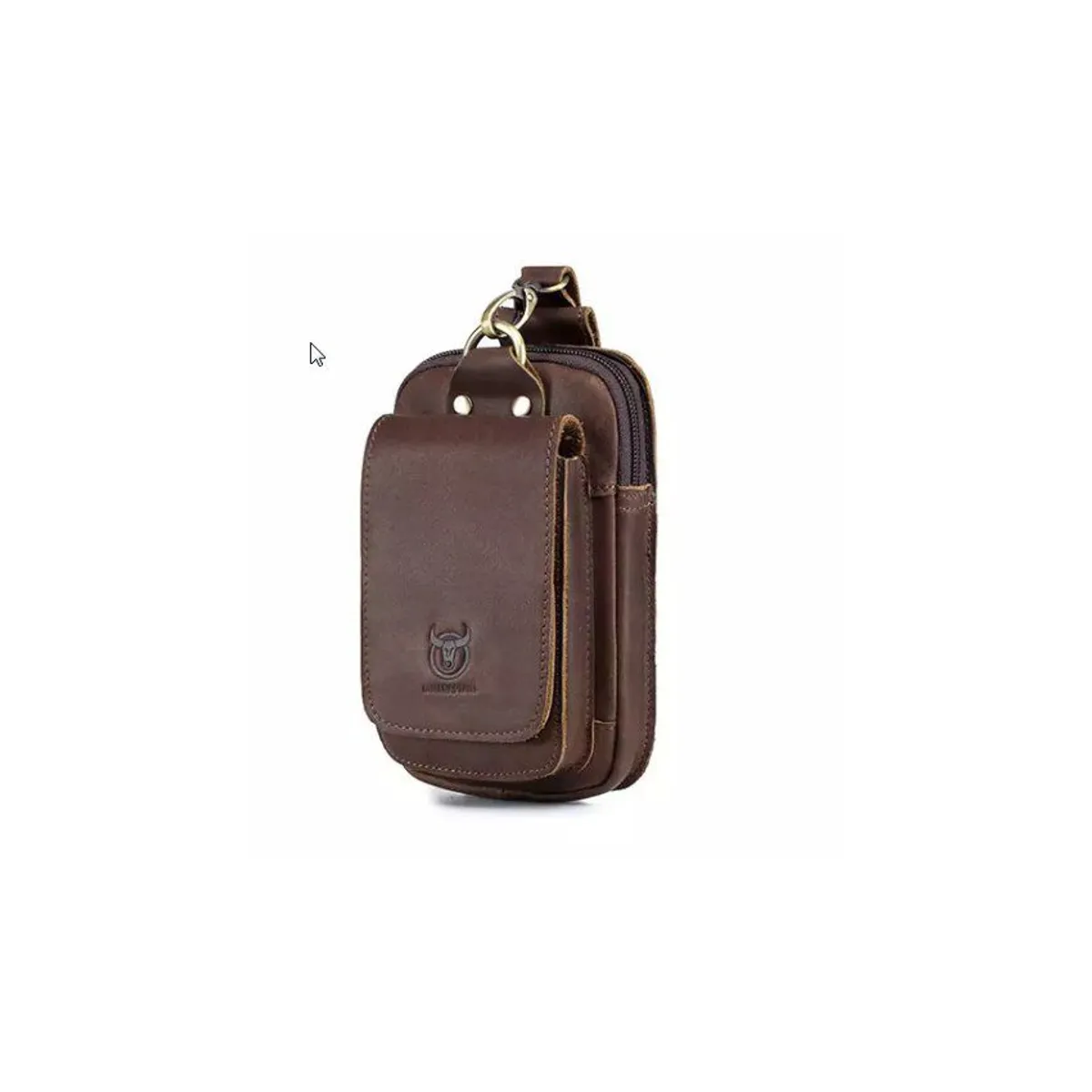 BULLCAPTAIN - Morral de cintura cuero genuino bullcaptain porta celular broche
