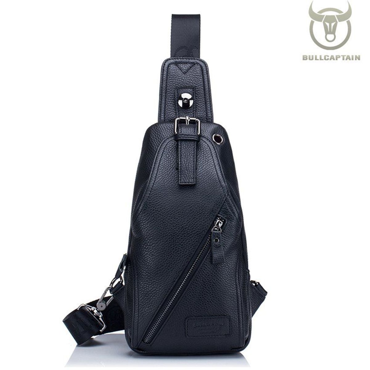 BULLCAPTAIN - Morral crossbody de cuero genuino bullcaptain negro diagonal XB088