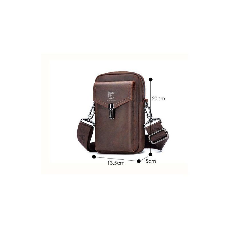BULLCAPTAIN - Morral de cintura cuero genuino bullcaptain porta celular broche