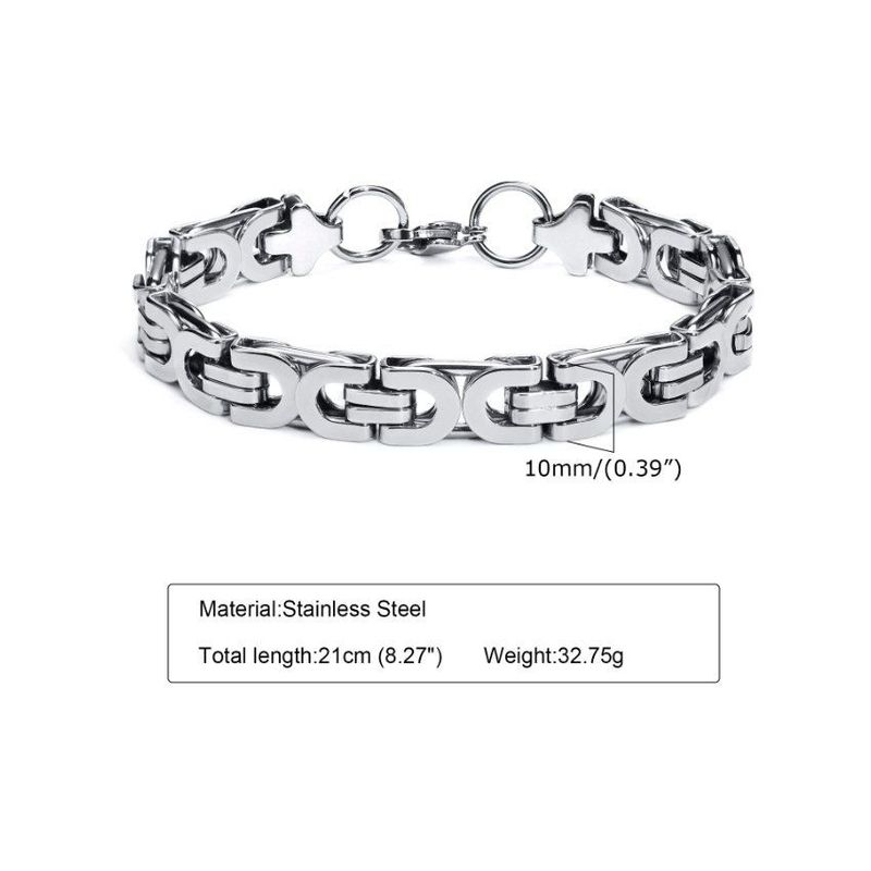 GENERICO - Brazalete eslabon de acero inoxidable plateado hombres