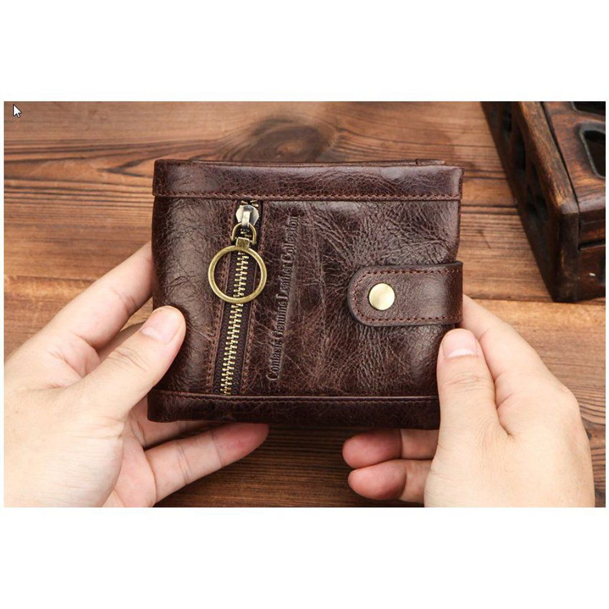 CONTACTS - Billetera de cuero genuino vacuno contact marrón hombres