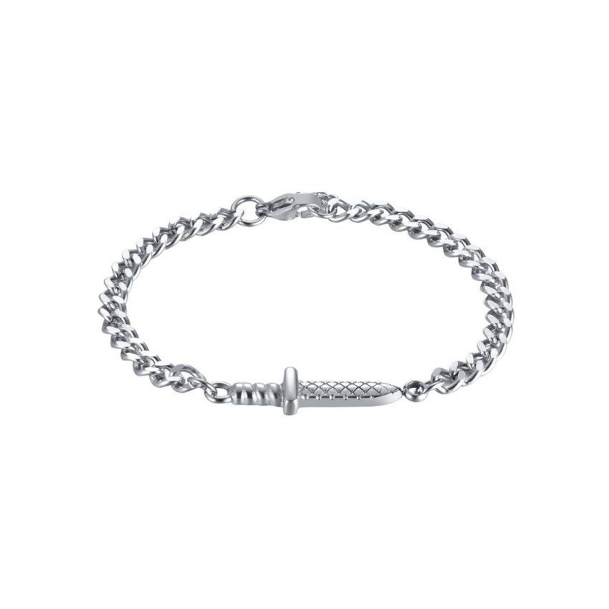 GENERICO - Pulsera brazalete plateado de acero inoxidable con dije espada hombres