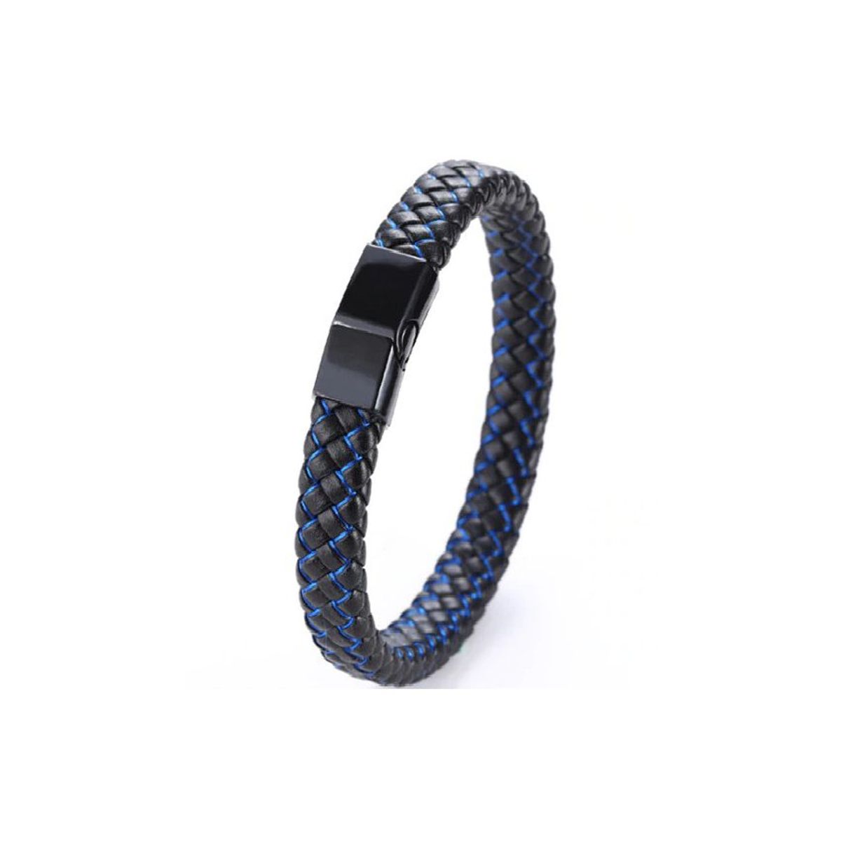 GENERICO - Pulsera de cuero para hombre de cuerda trenzado de acero inoxidable