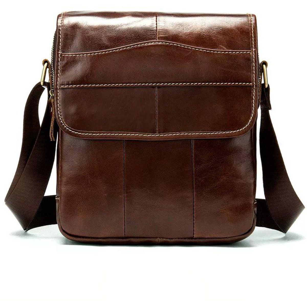 GENERICO - Morral mensajero de hombro cuero genuino caballeros