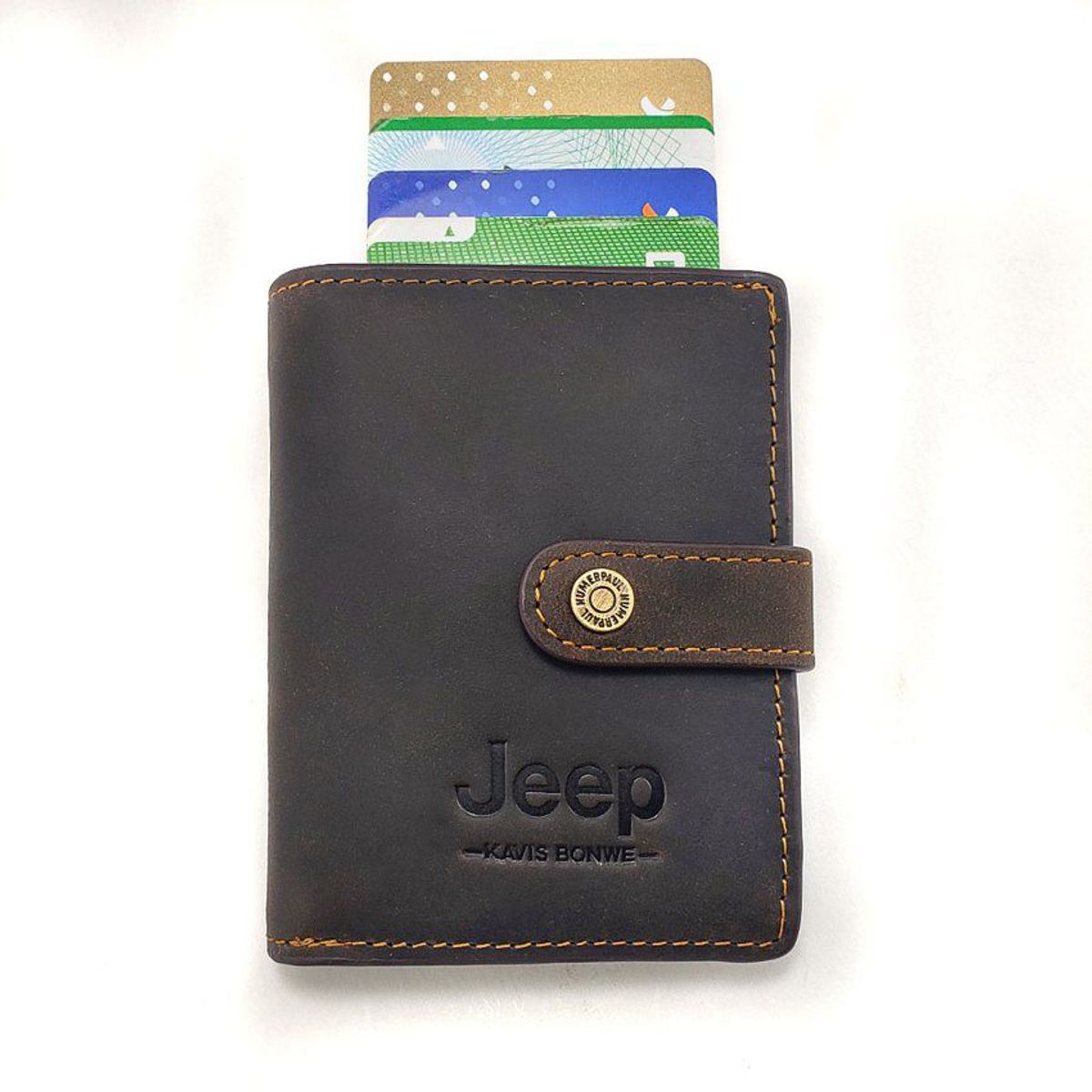 JEEP - Billetera cuero vacuno tarjetero aluminio jeep