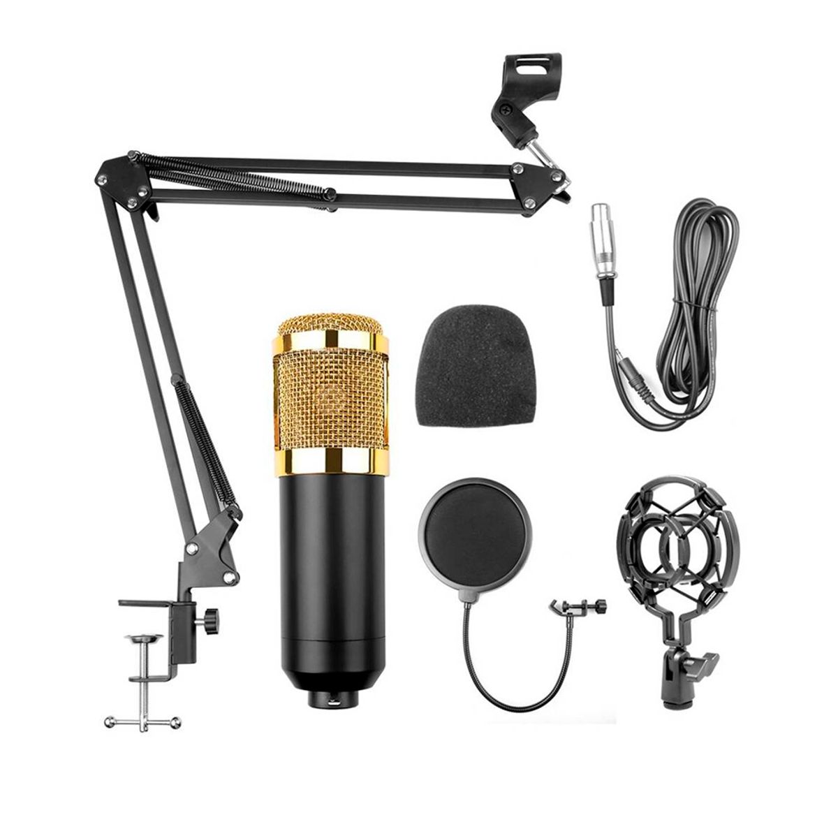 GENERICO - KIT Micrófono Condensador Soporte Profesional Grabación Estudio Stream