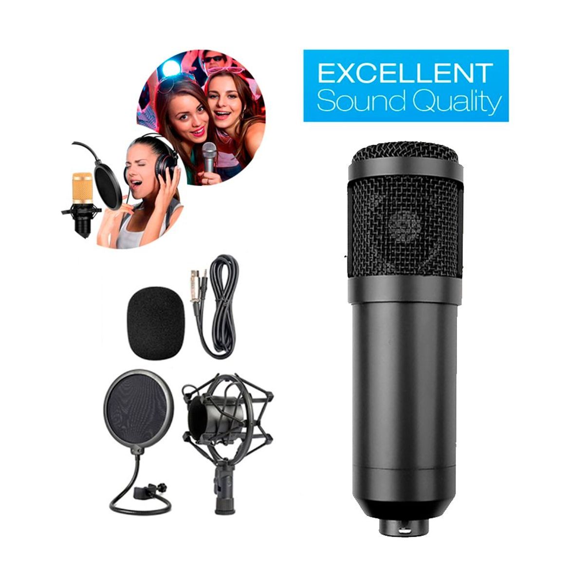 GENERICO - Micrófono Condensador Profesional Antipop Para Streaming Podcast