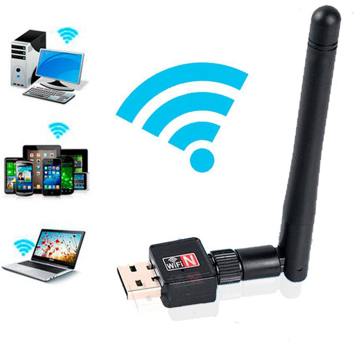 GENERICO - Usb wifi portátil antena extraible 150 mbps