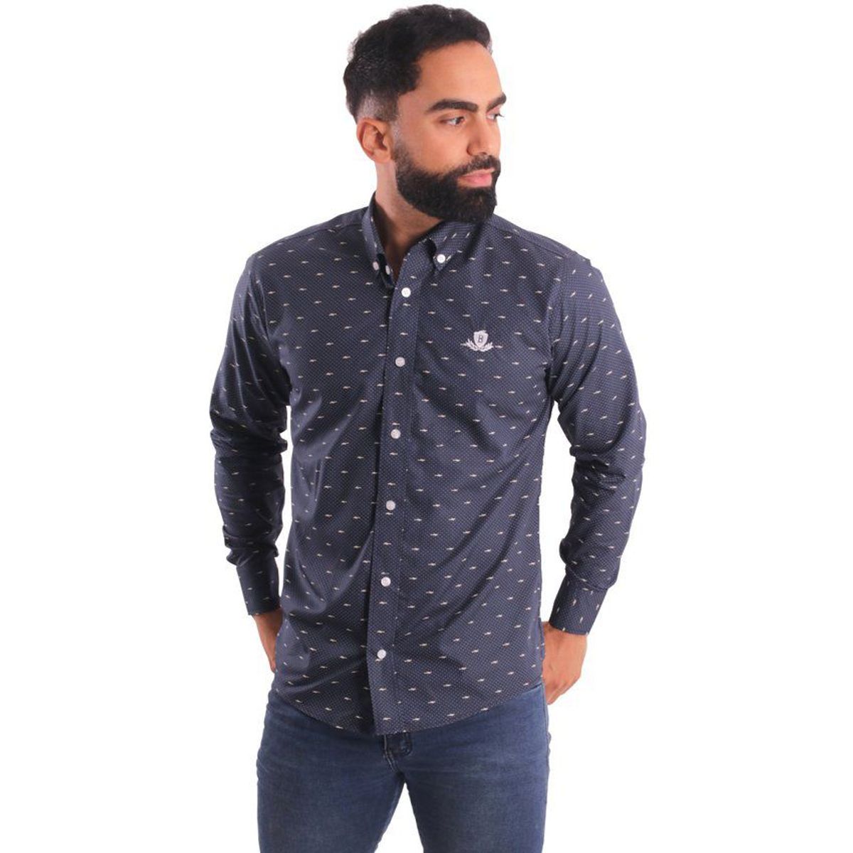 GENERICO - Camisa Manga Larga Clásico Piero Biani Hombre Algodón - Azul