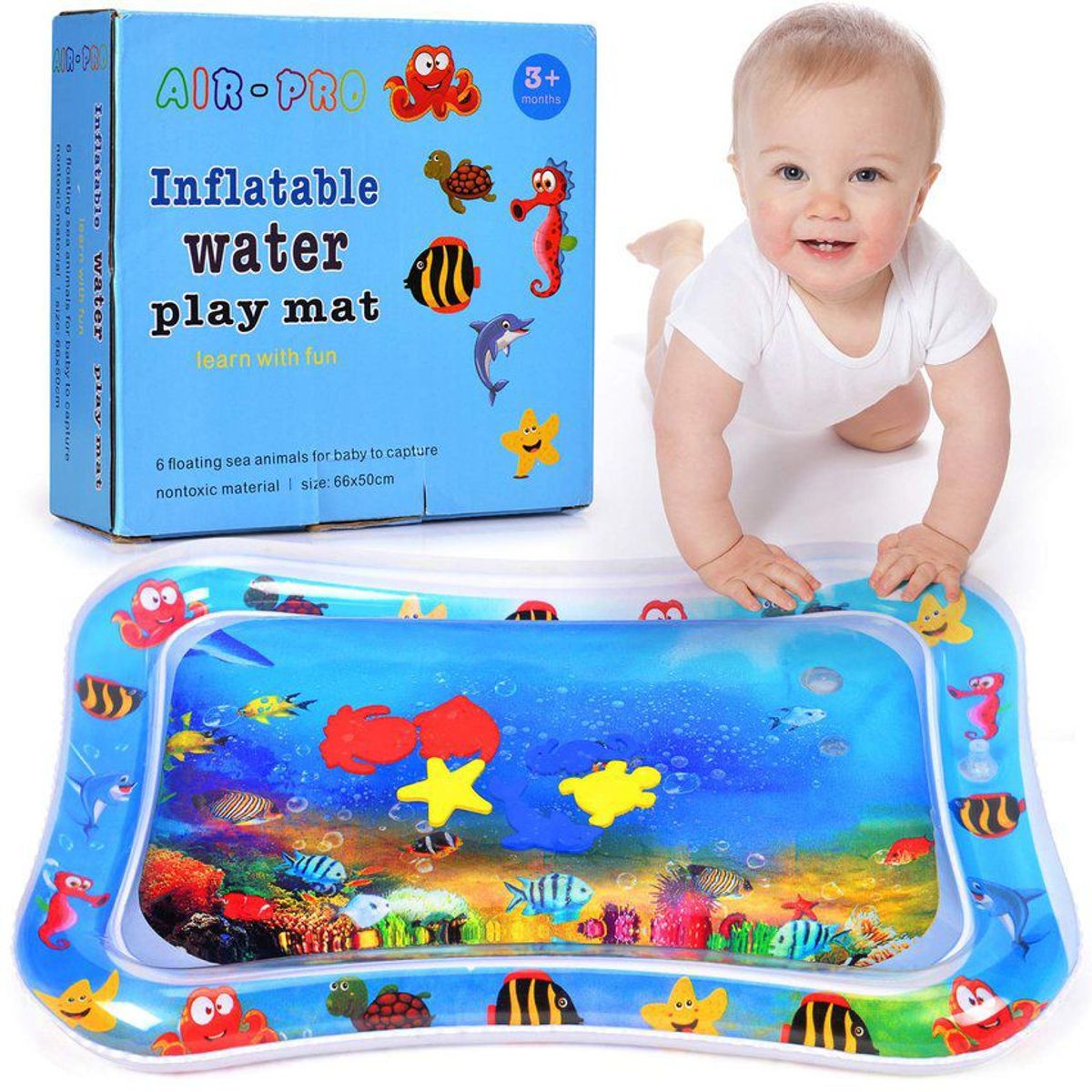 GENERICO - Colchoneta inflable de agua para bebés y niños pequeños centro de actividades de ocio perfecto para el crecimiento de la estimulación de tu bebé