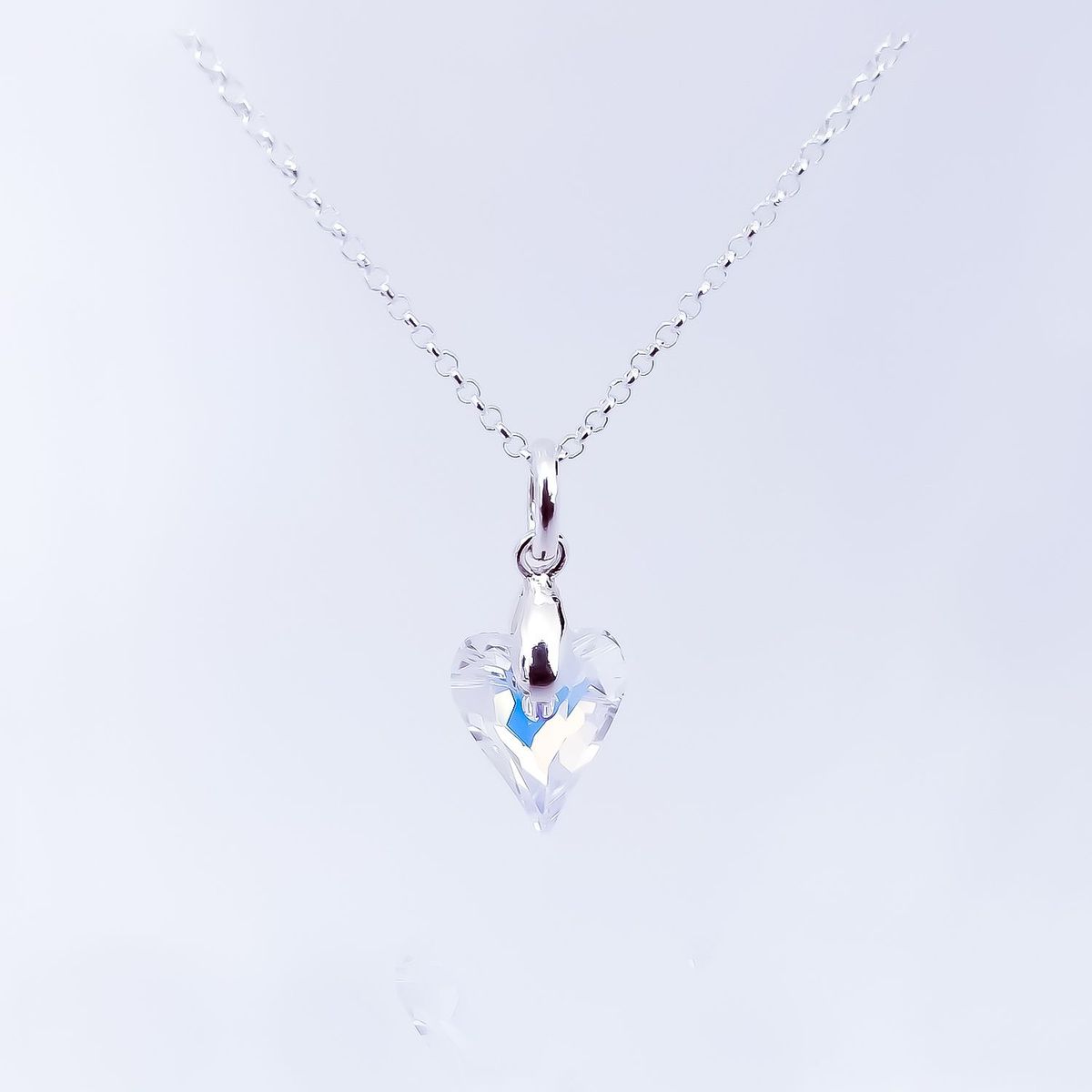 SIFRAH SHOP - Collar de Plata para Mujer con Dije Corazón de Cristal Blanco