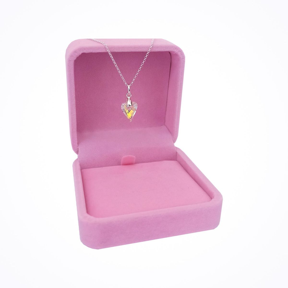 SIFRAH SHOP - Collar de Plata para Mujer con Dije Corazón de Cristal Blanco