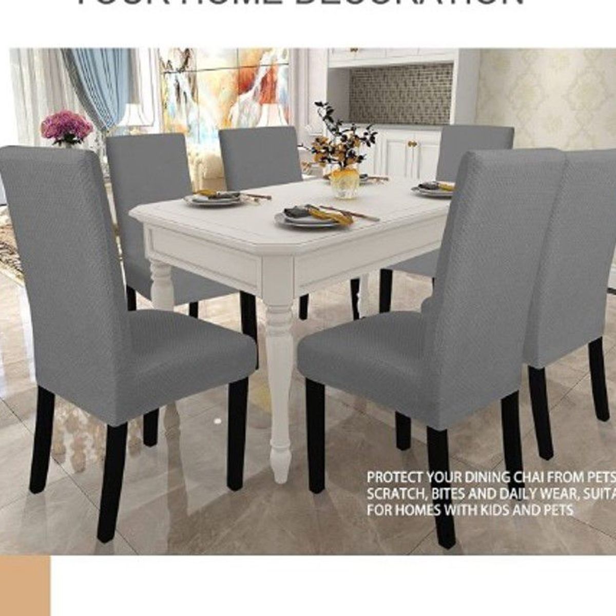 GENERICO - Funda De Silla De ComedorFunda De Silla Ajustable Elástica-6PCS