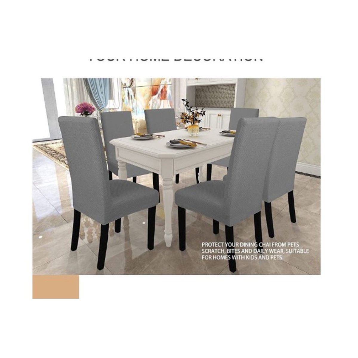 GENERICO - Funda De Silla De ComedorFunda De Silla Ajustable Elástica-6PCS