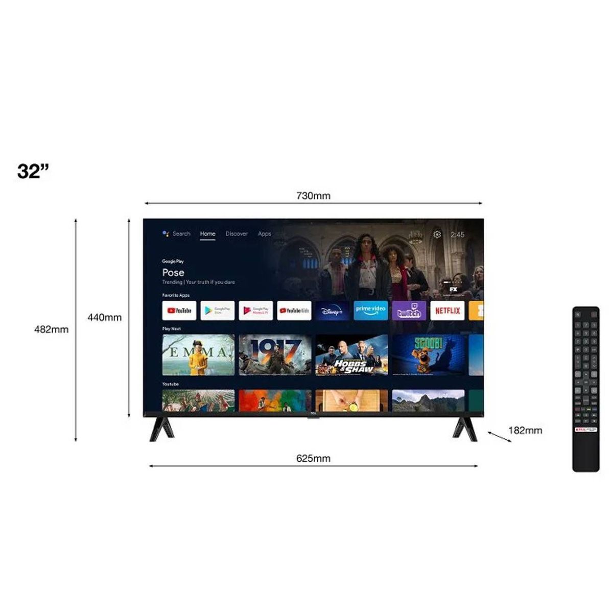 TCL - Televisor TCL Led 32 Smart HD  Android TV 32S5400AF