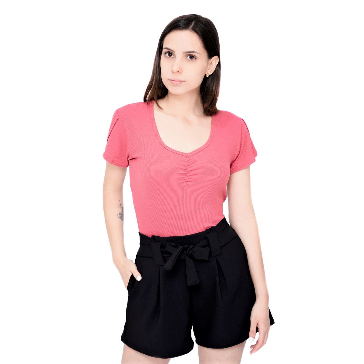 PYT - Polo Algodón Rib Manga Corta Mujer