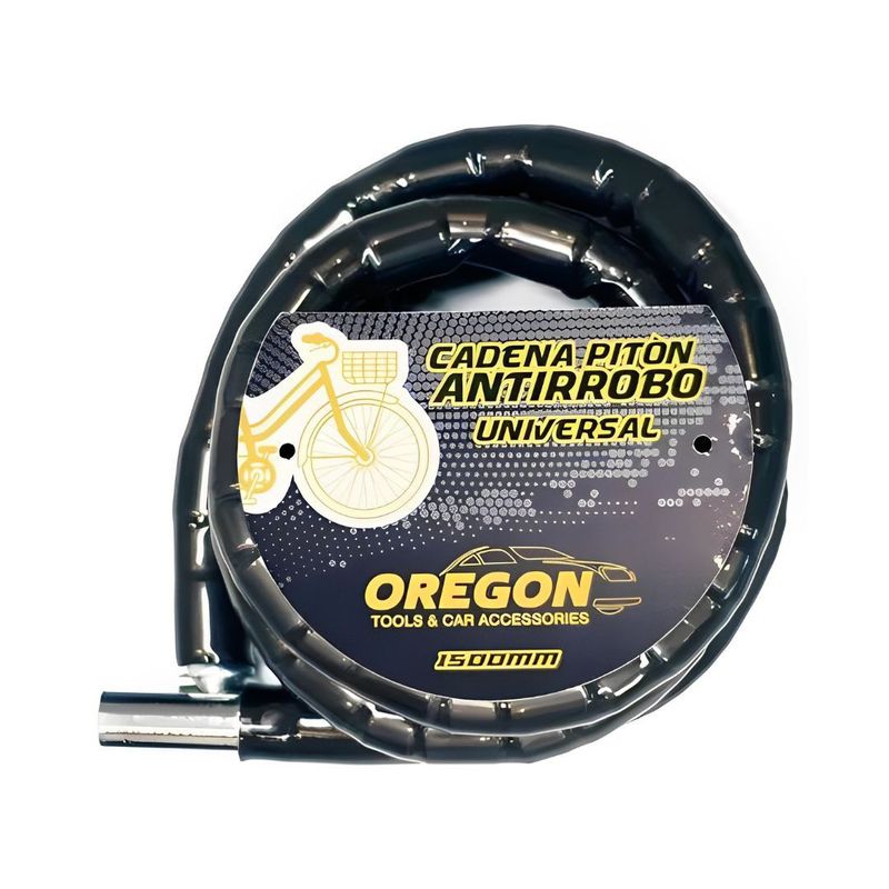 OREGON - Cadena Moto 1.5 Mts Negro Forrada Seguridad Bicicleta