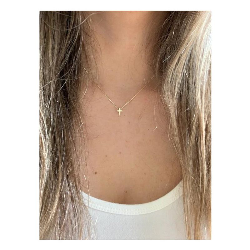 OEM - Collar Mujer Mini Cruz en Fino Acero Inoxidable Dorado x LIQUIDACION