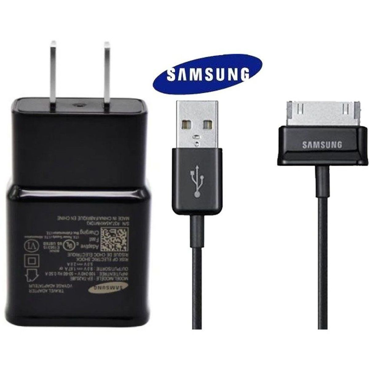 SAMSUNG - Cargador Samsung Galaxy Tablet Tab 10.1 + Cable (30- Pines) - Negro