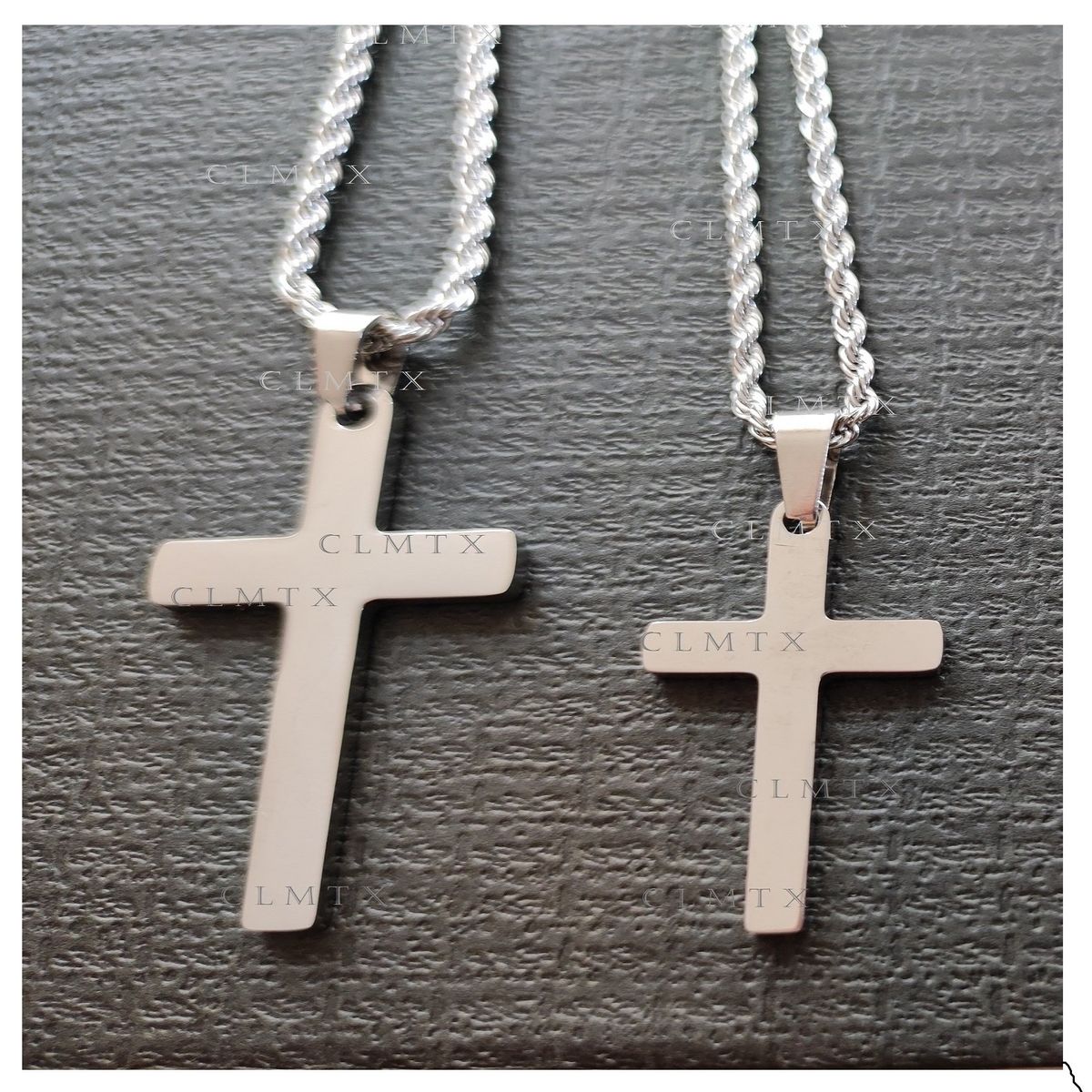 OEM - Collar Cruz Plana Hombre Acero Inoxidable Grande Regala x SAN VALENTIN