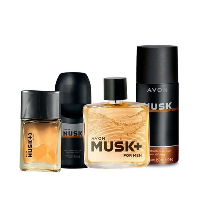 AVON - Musk Fragancia de Hombre con Deo Roll on Spray y Mini