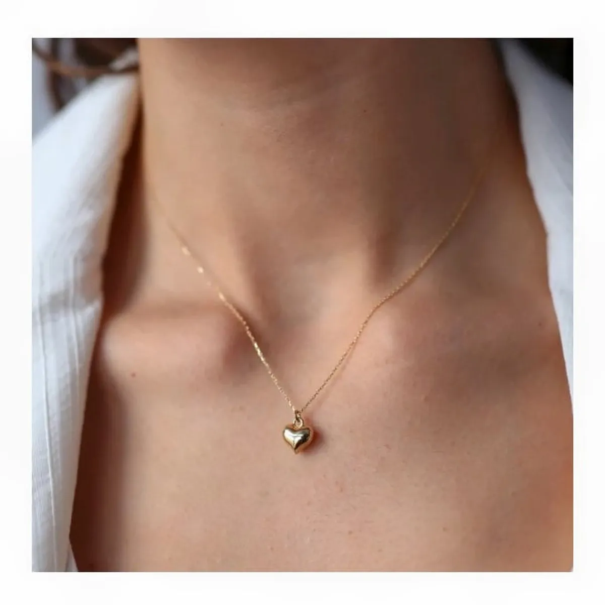 OEM - Collar Mujer Corazón Bombeado Fino Acero Inoxidable x SAN VALENTIN