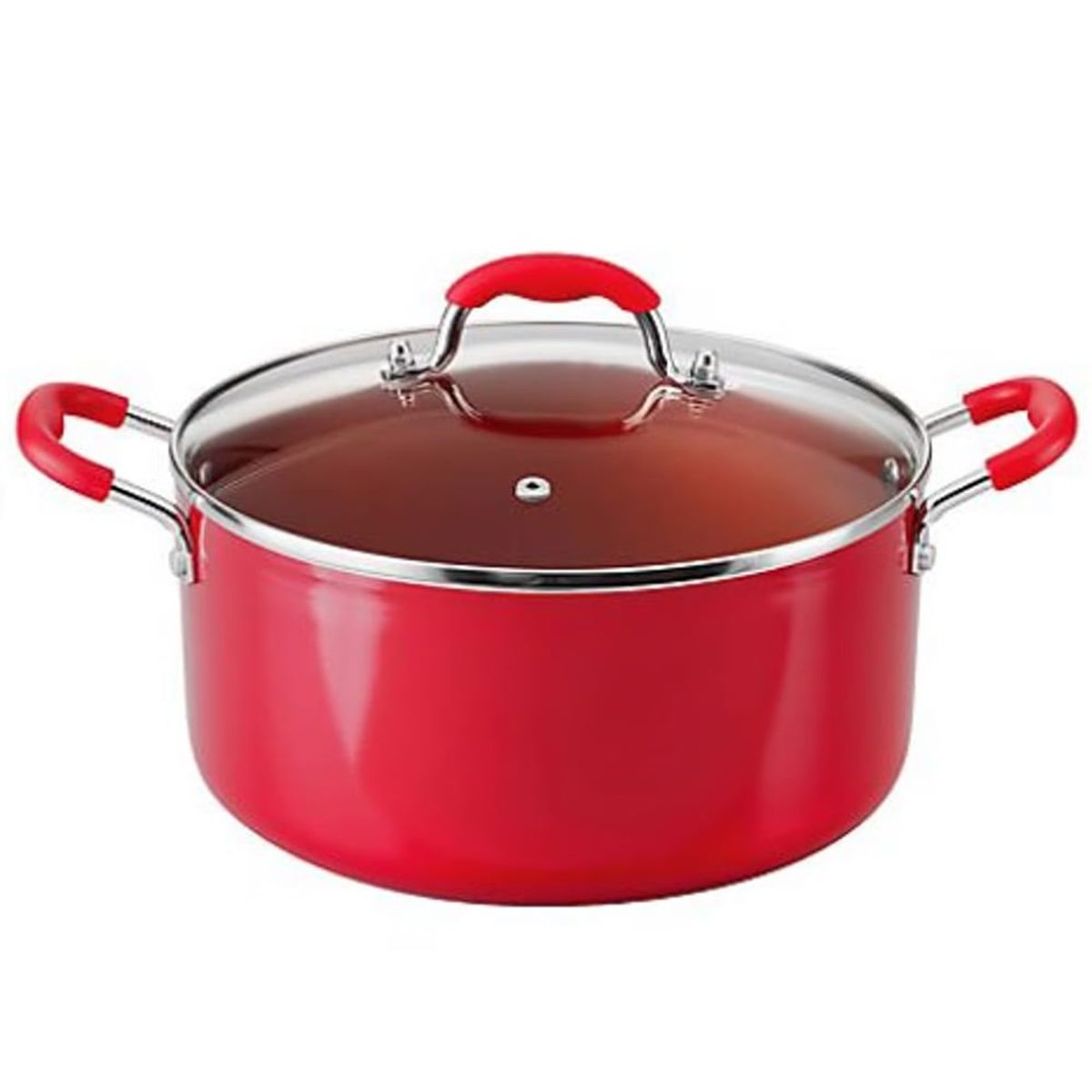 OSTER - Olla Oster OS-16729 con Tapa de Vidrio Templado 10 Litros Rojo