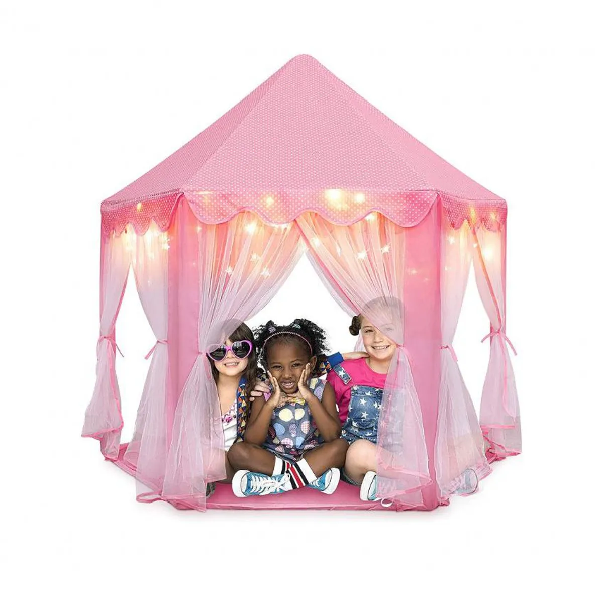 EVERBEST - Casa princesa castillo carpa infantil con luces para niñas