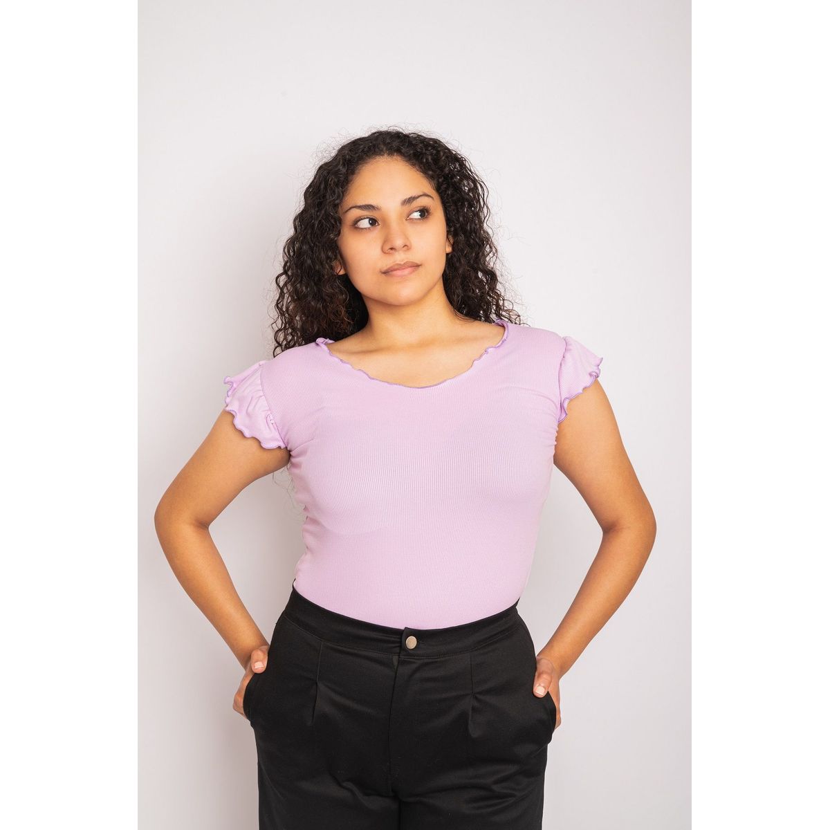 PYT - Polo Algodón Rib Delgado Manga Corta Mujer