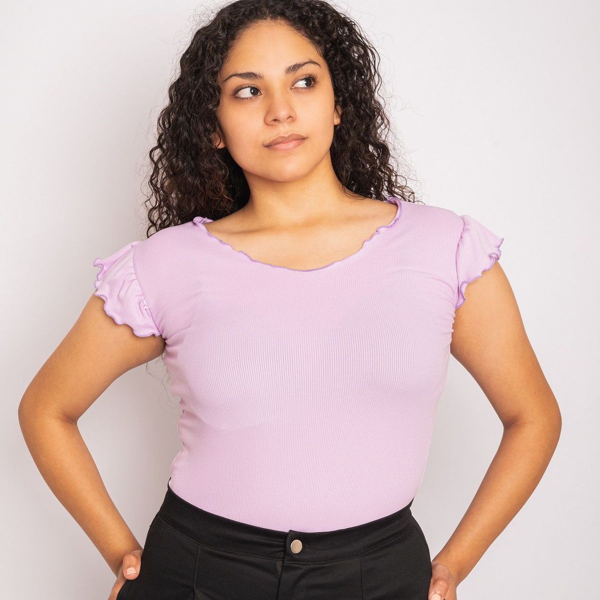 PYT - Polo Algodón Rib Delgado Manga Corta Mujer