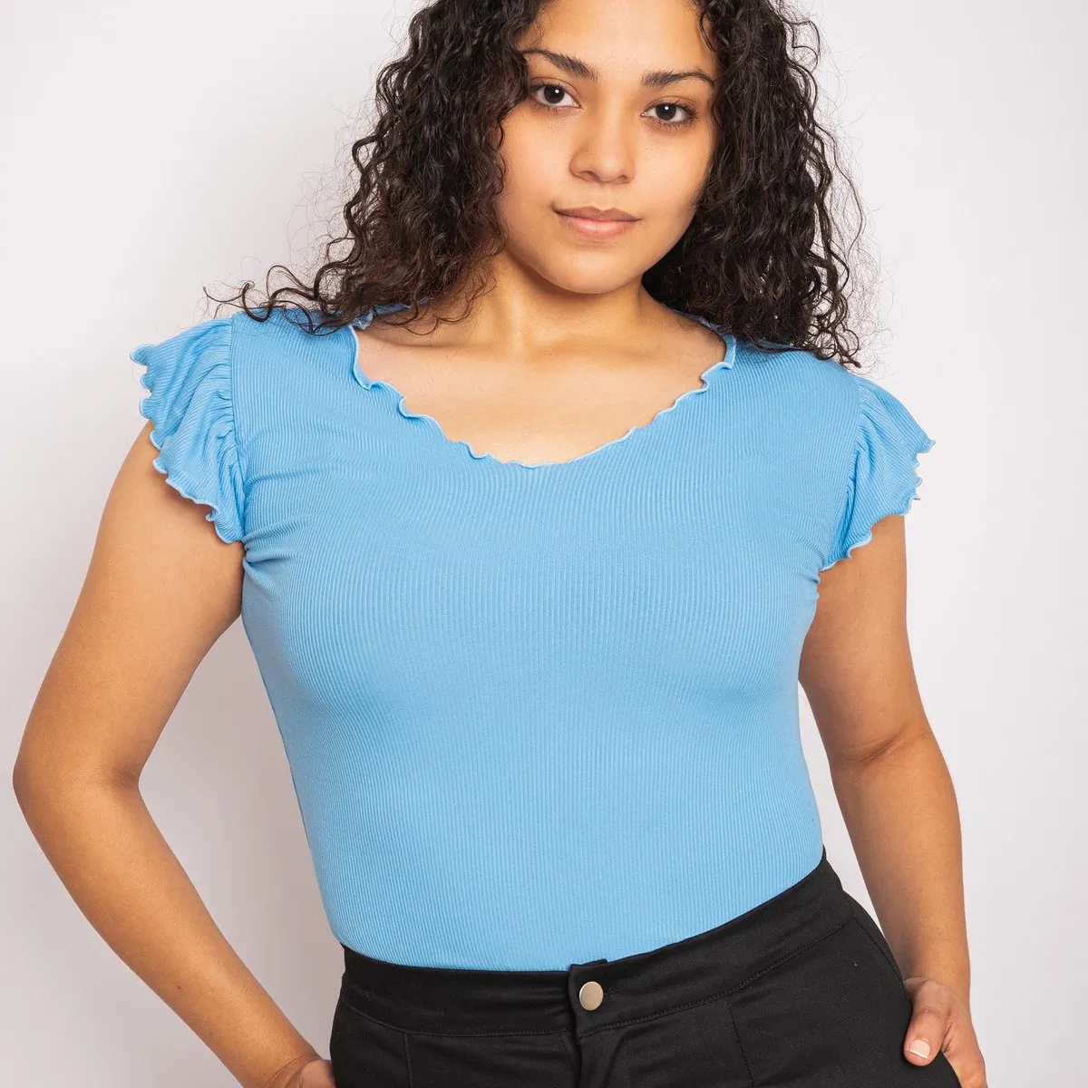 PYT - Polo Algodón Rib Delgado Manga Corta Mujer