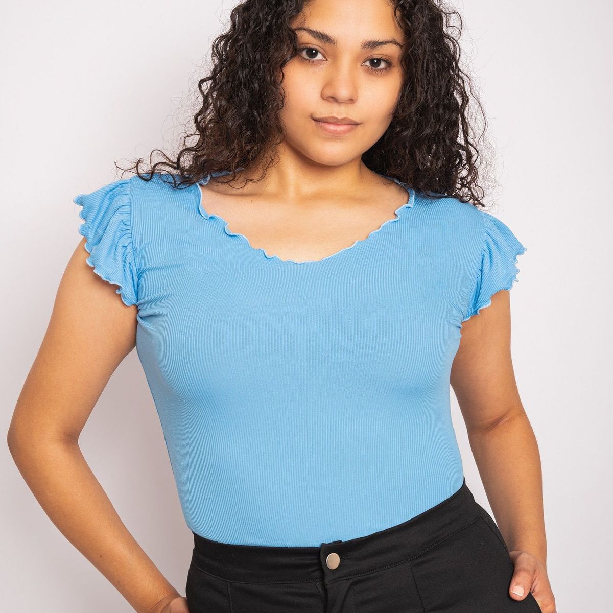 PYT - Polo Algodón Rib Delgado Manga Corta Mujer