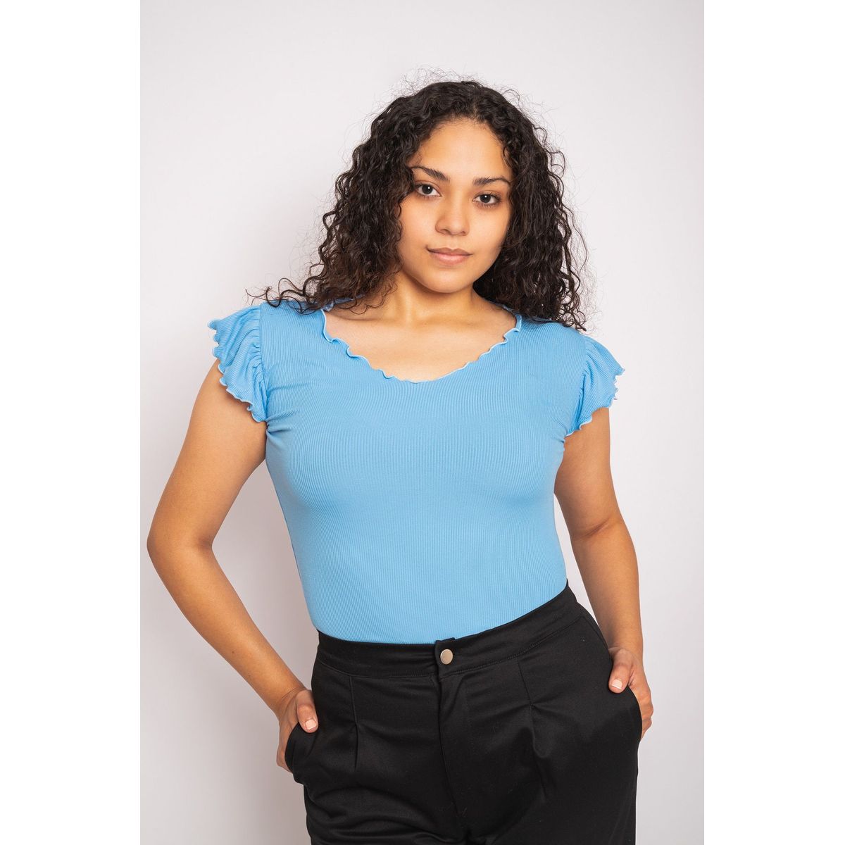 PYT - Polo Algodón Rib Delgado Manga Corta Mujer