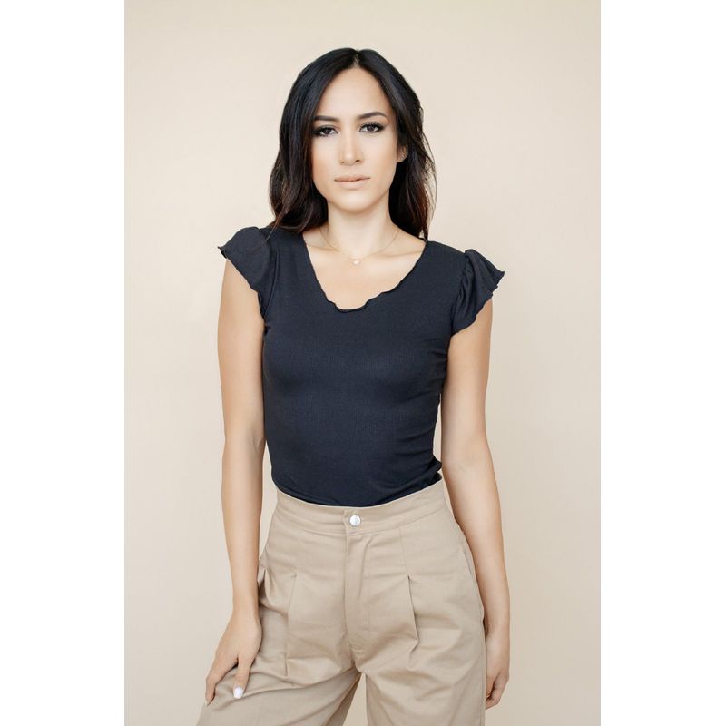 PYT - Polo Algodón Rib Delgado Manga Corta Mujer