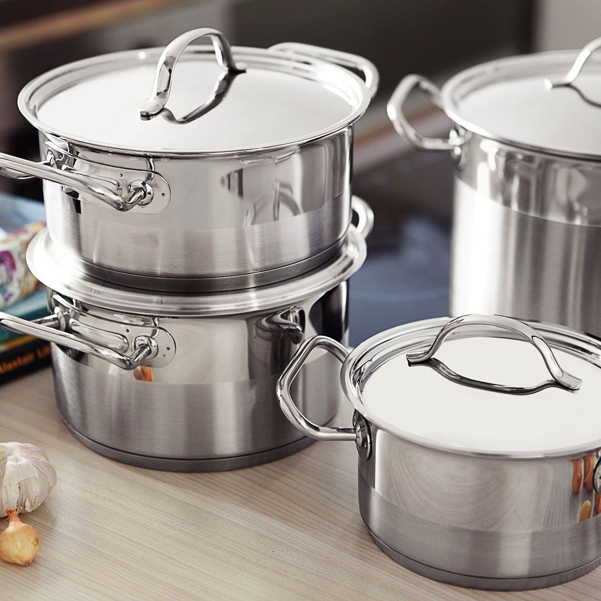 TRAMONTINA - Juego de Ollas Acero Inoxidable Professional de Tramontina 8 piezas