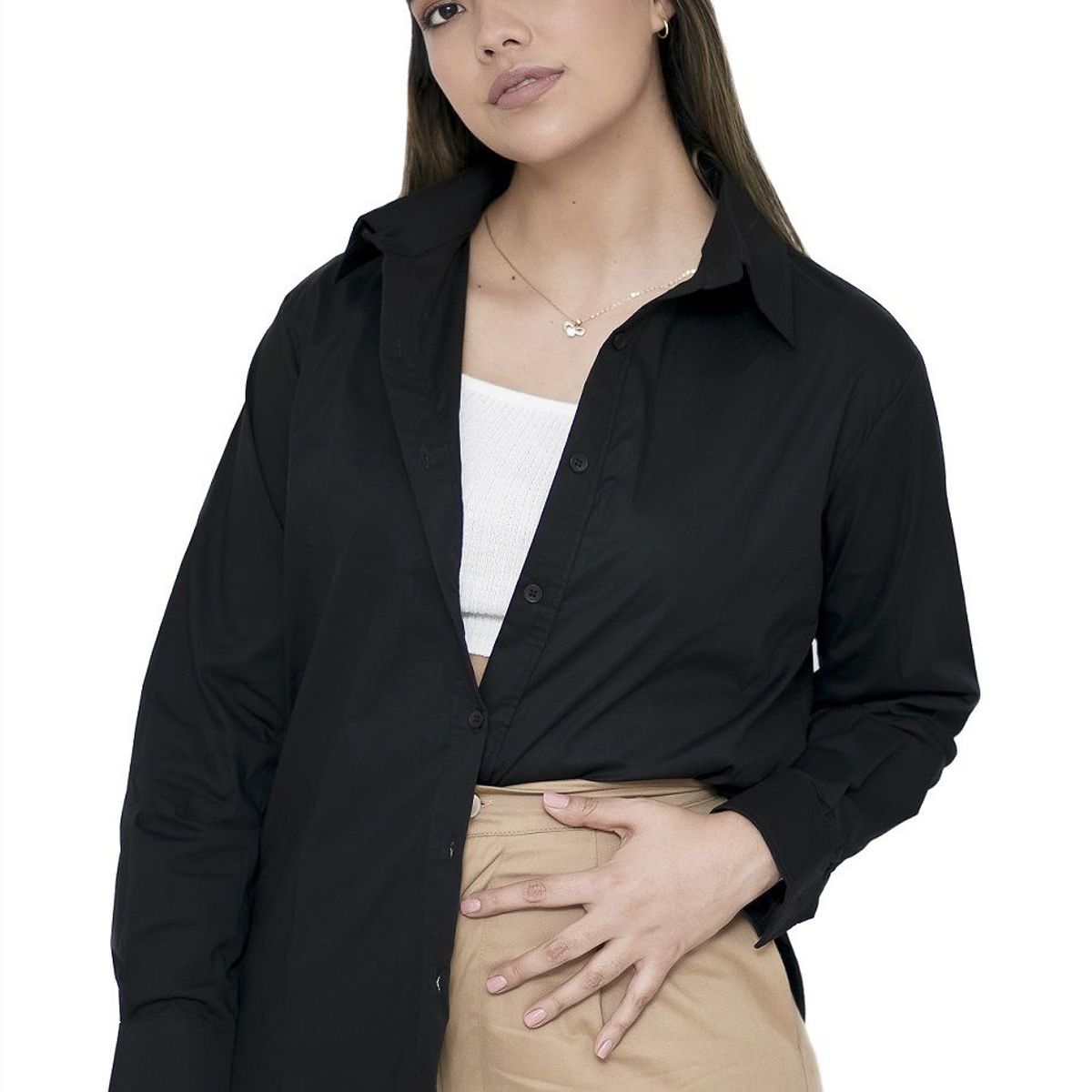 PEYITO - Camisa Popelina Manga Larga Mujer