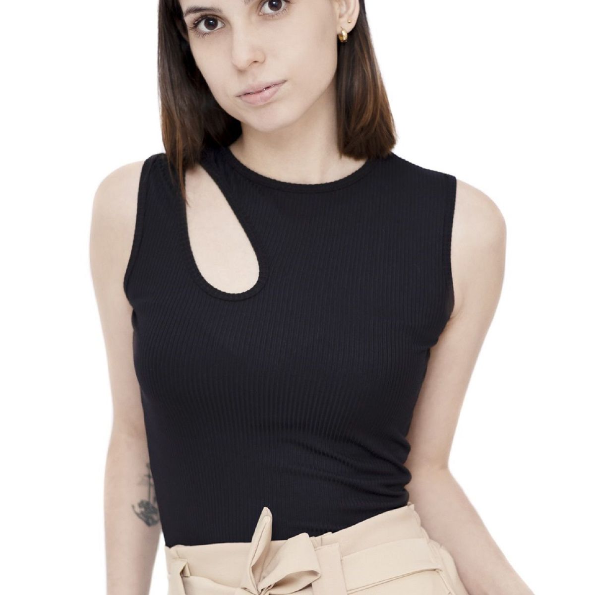 PYT - Polo Manga Cero Asimétrico Rib Mujer