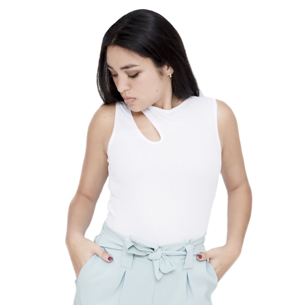 PYT - Polo Manga Cero Asimétrico Rib Mujer