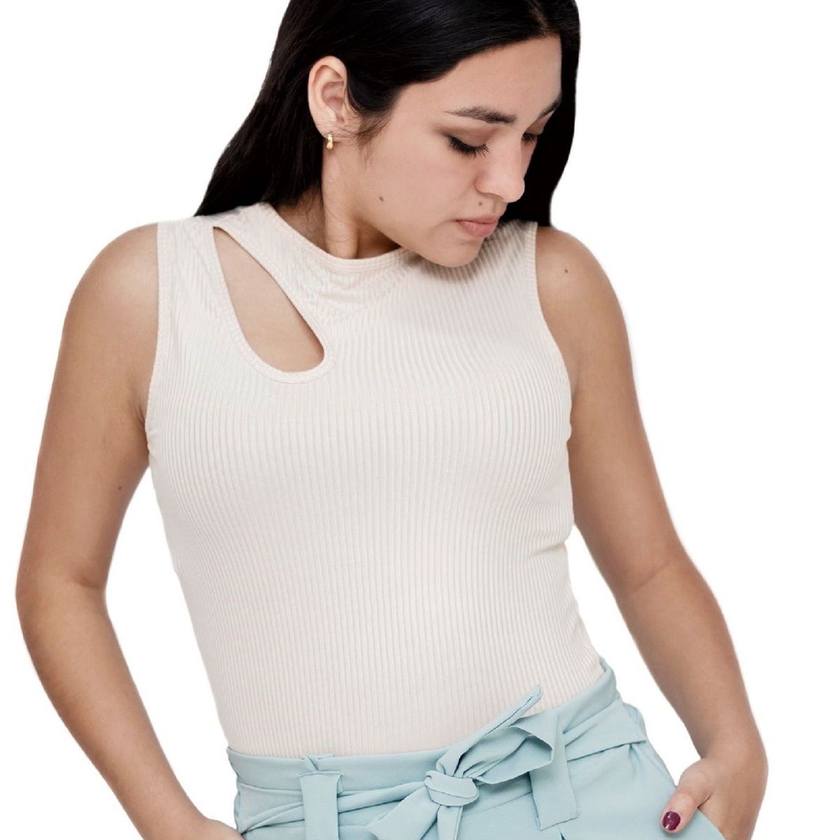 PYT - Polo Manga Cero Asimétrico Rib Mujer